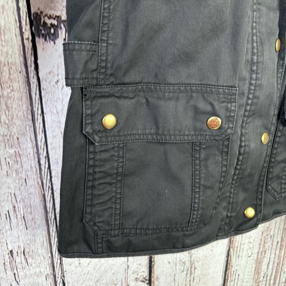 J. Crew Size Small Relaxed Boyfriend Field Jacket Cotton Black Utility Zip Snap - Picture 5 of 14